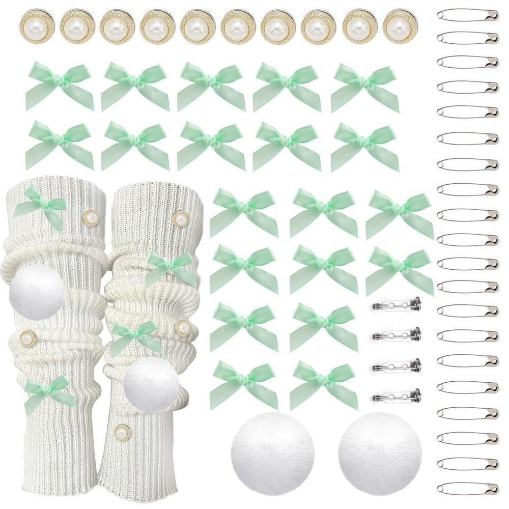 4865 56 Pcs Junk Socks Charms Kit Pom Pom Sock Charms Pearl Bow Sock